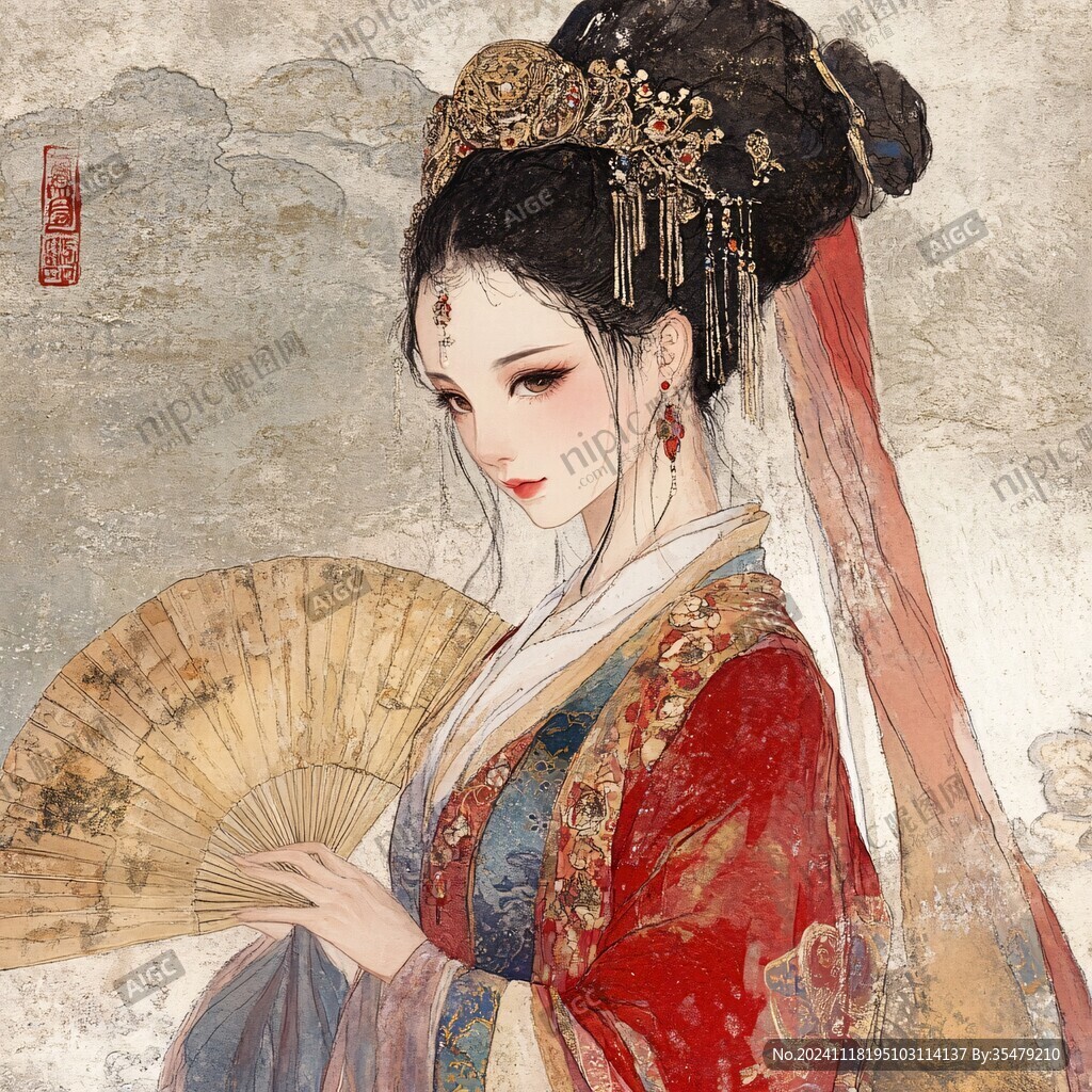 古風(fēng)美女頭像插畫封面