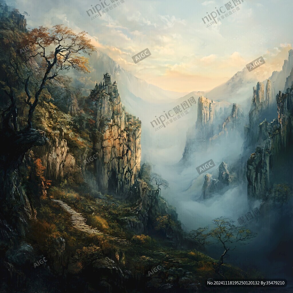 風光人間仙境油畫