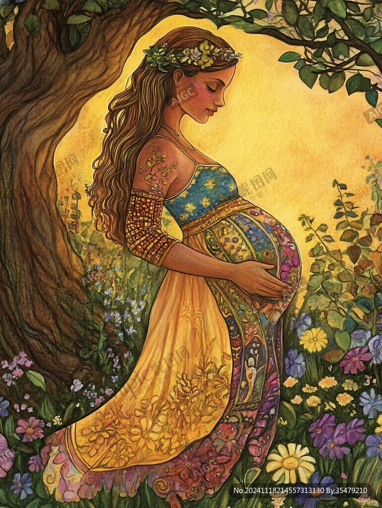 唯美孕婦插畫