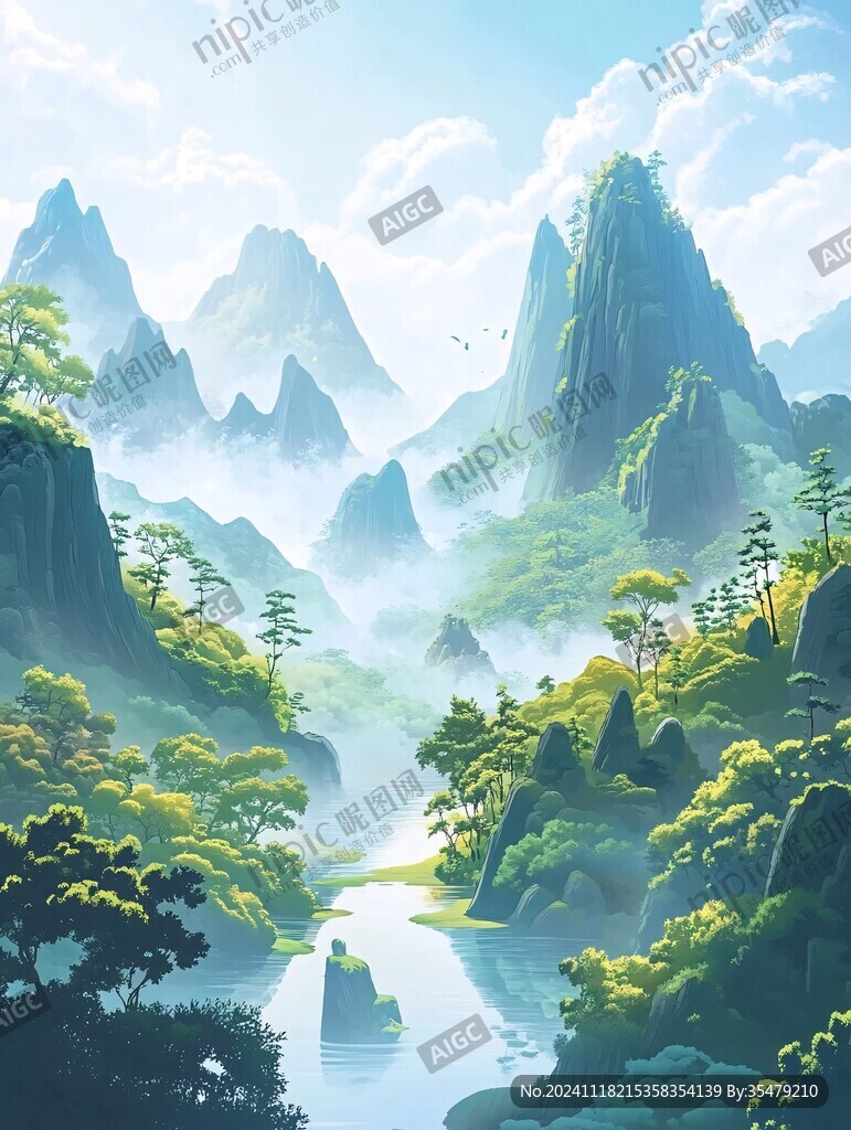 插畫山水風(fēng)景