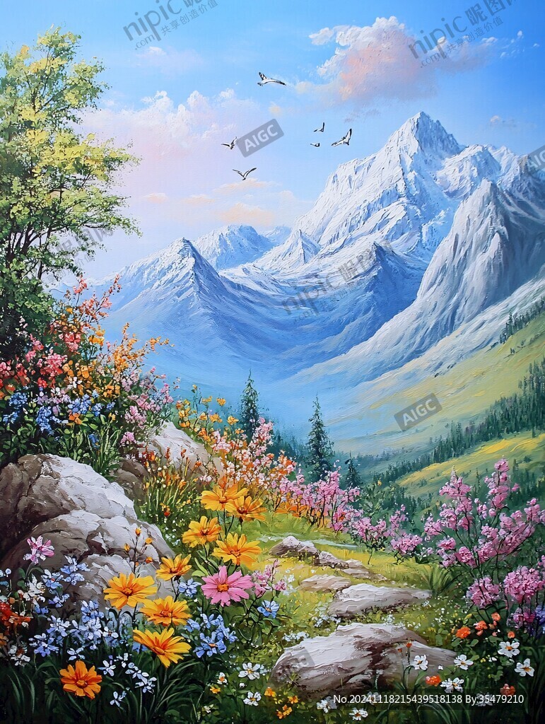 美麗風景油畫