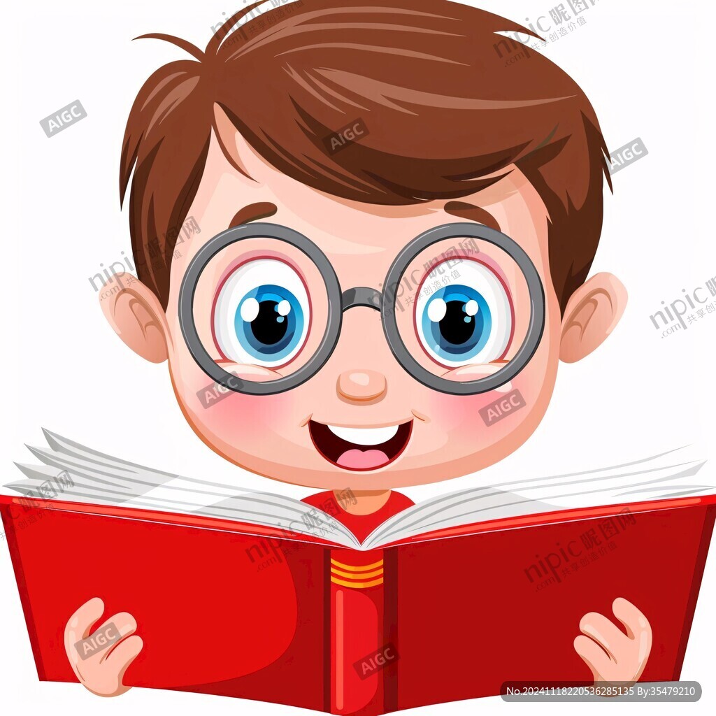 卡通讀書小孩