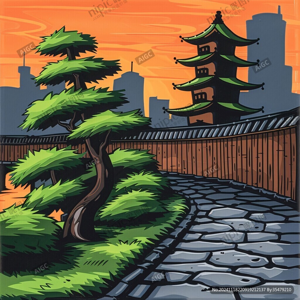 古城樓插畫(huà)