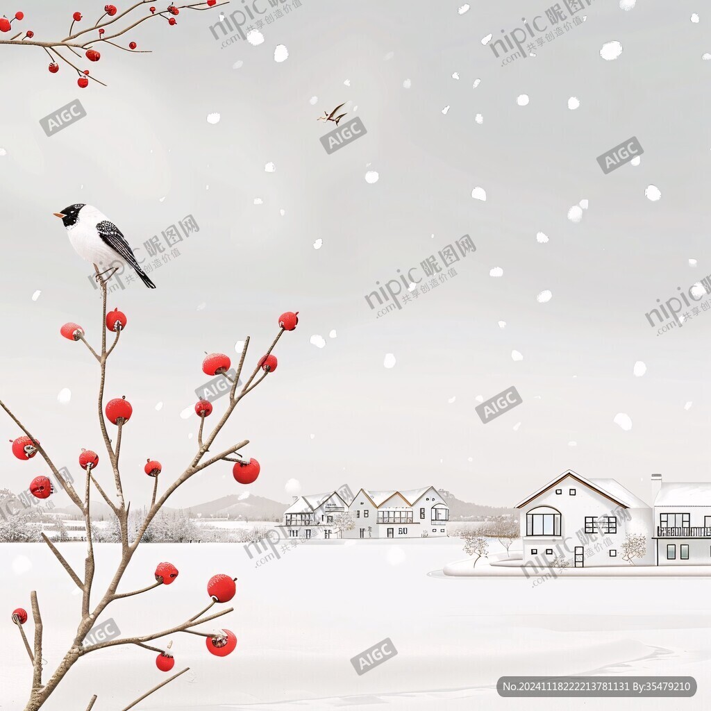 冬天雪景插畫