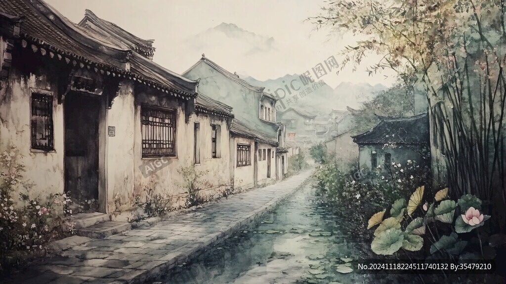 古街水彩畫