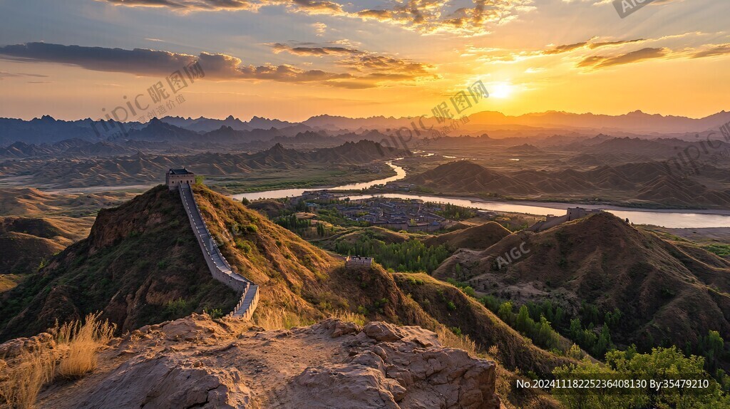 蜿蜒曲折長城美景