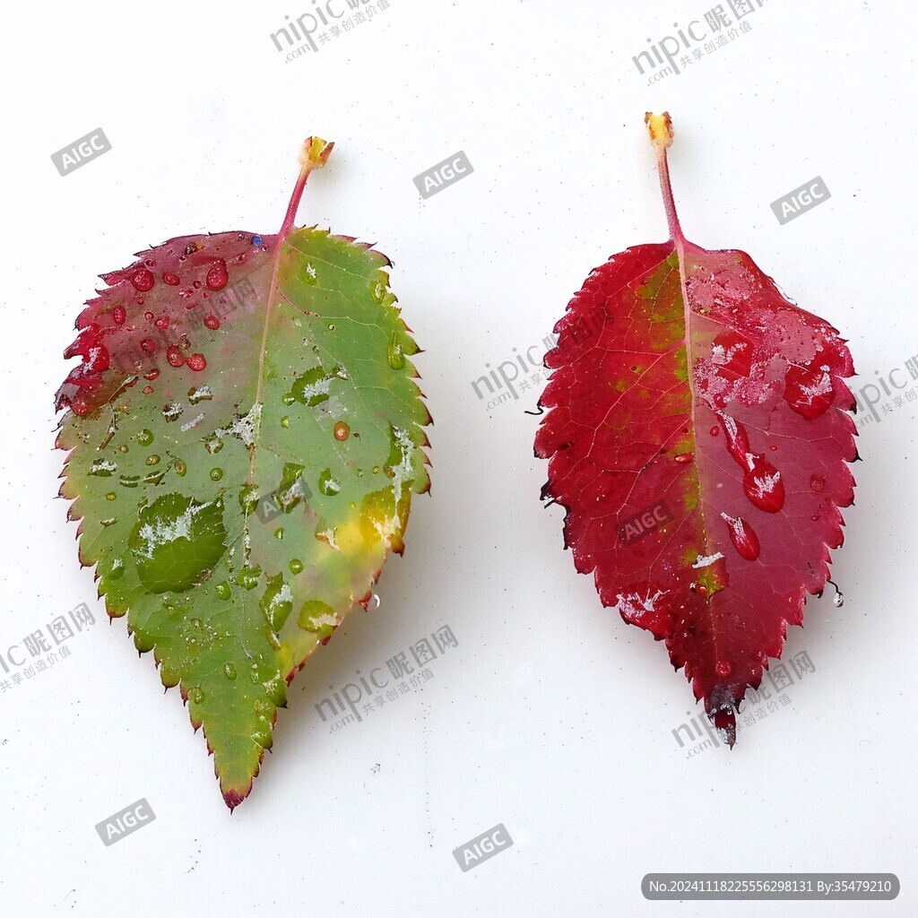 兩片紅殘葉