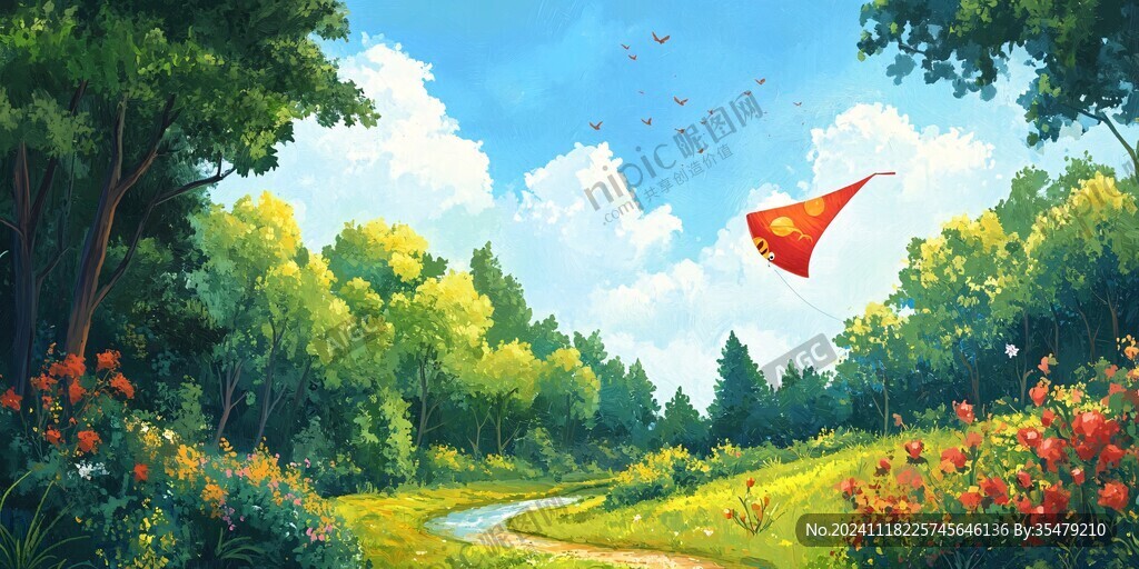 放風(fēng)箏插畫