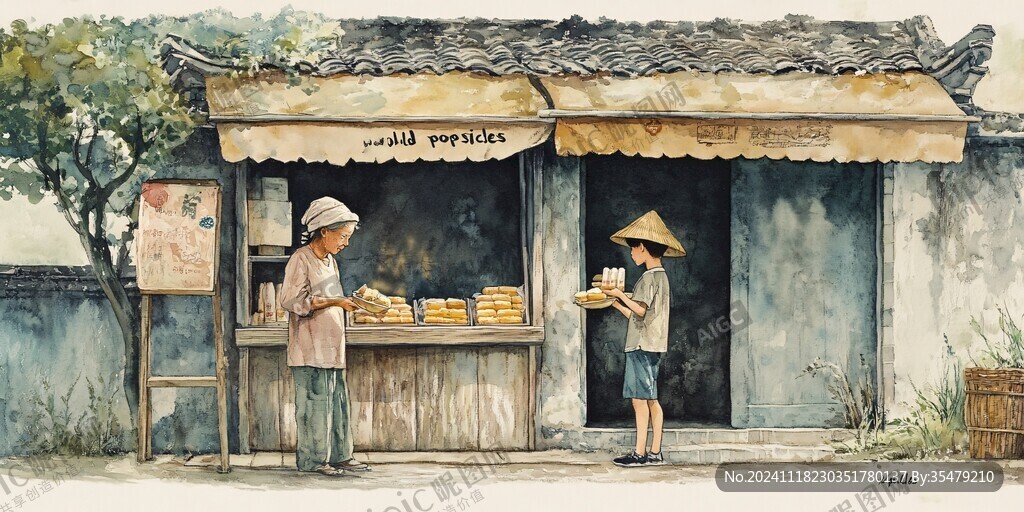 街邊小店插畫