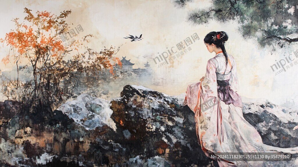 古裝美女壁畫