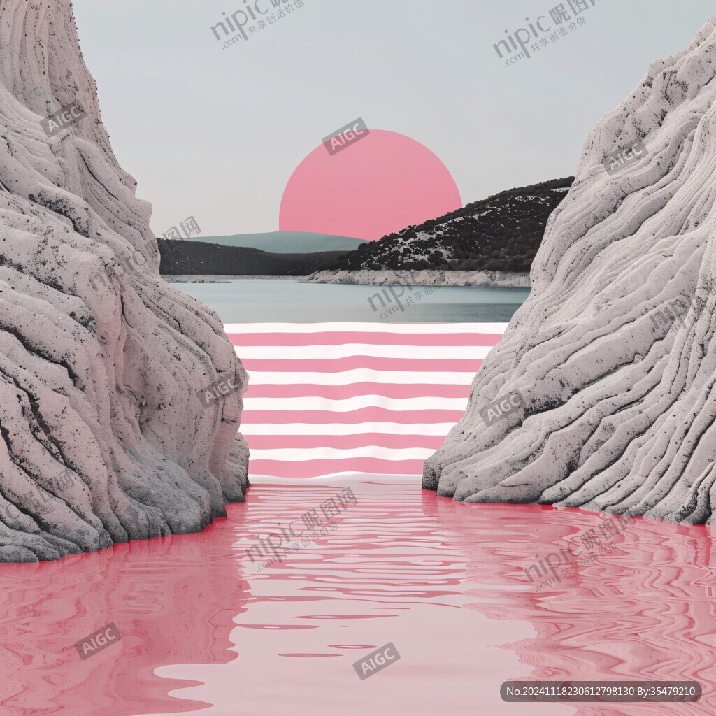 粉紅色超現(xiàn)實海景