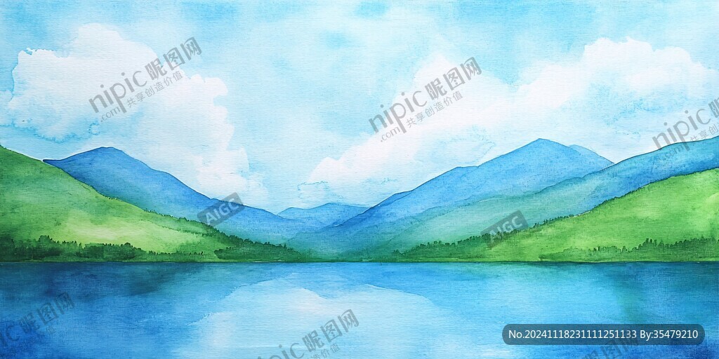 山湖插畫