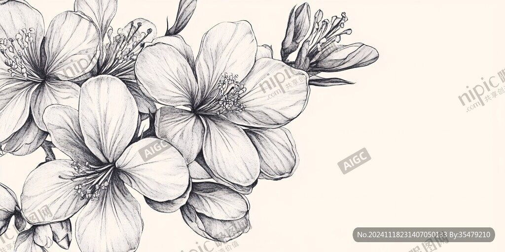 簡約線描花