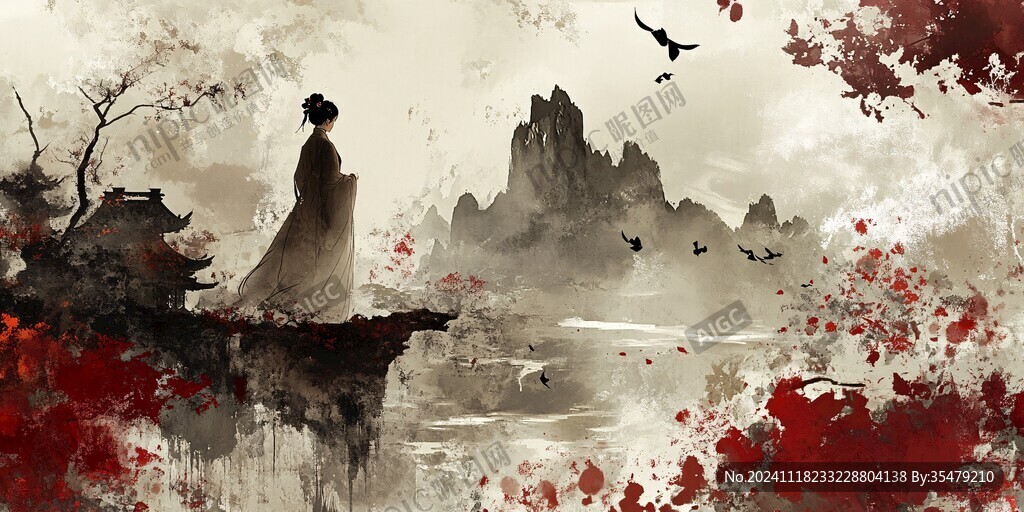 古風(fēng)人像水墨山水