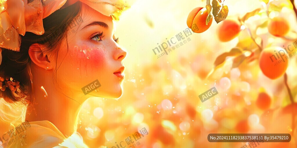 水蜜桃女孩包裝插畫