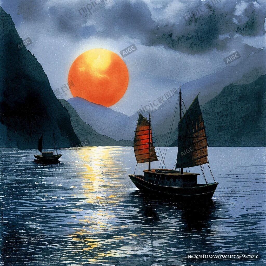 一帆風順風景畫