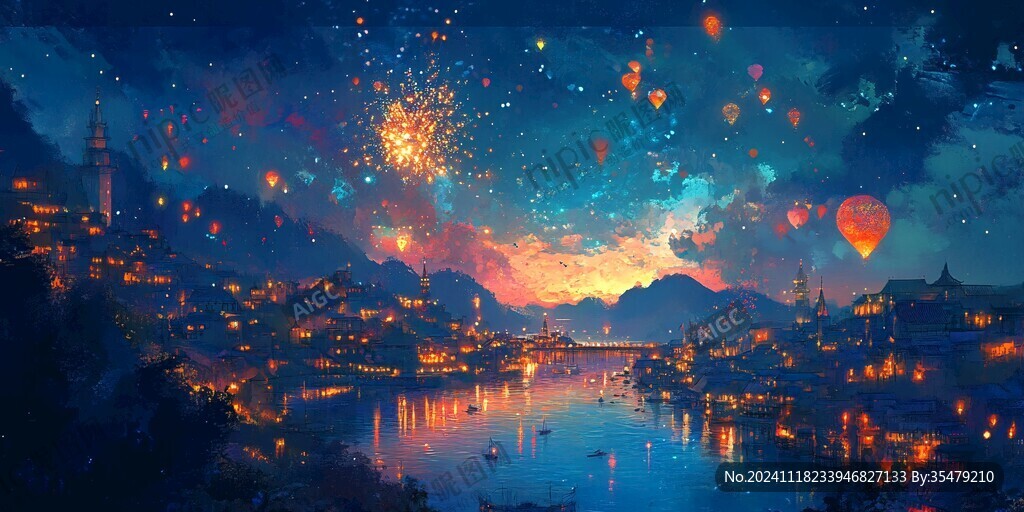 古鎮玄幻夜景
