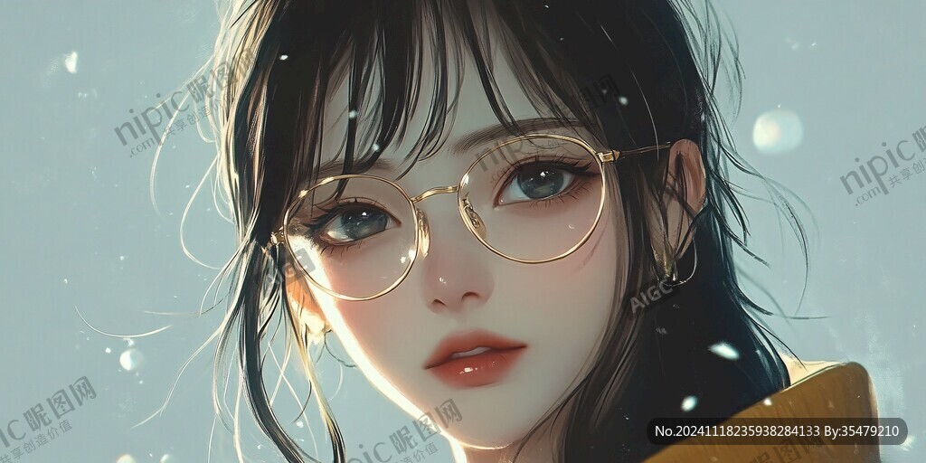眼鏡女孩插畫