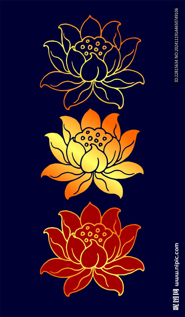 矢量燙金色寶蓮花紋