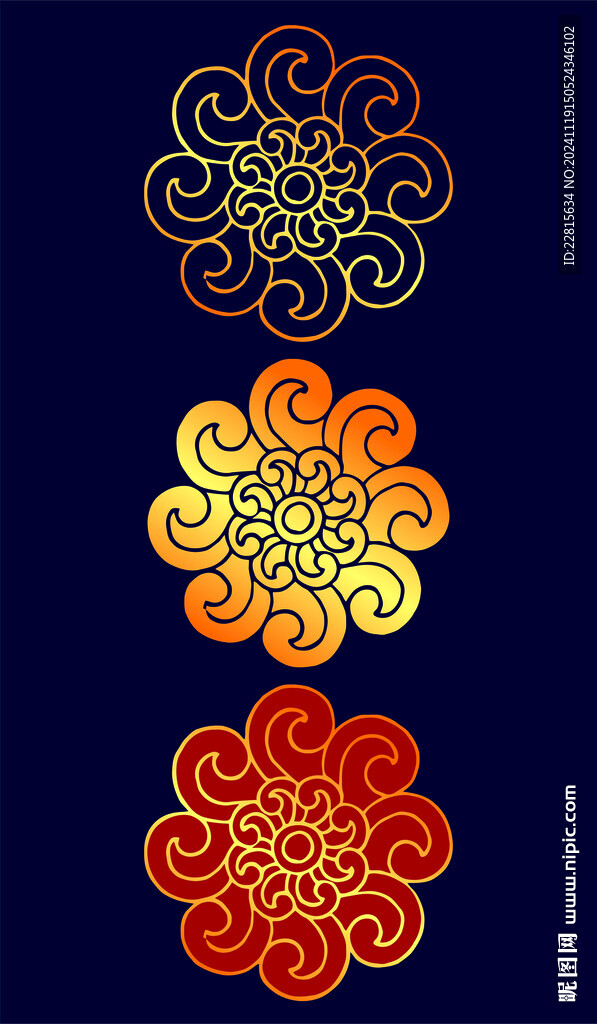 矢量燙金色寶蓮花紋