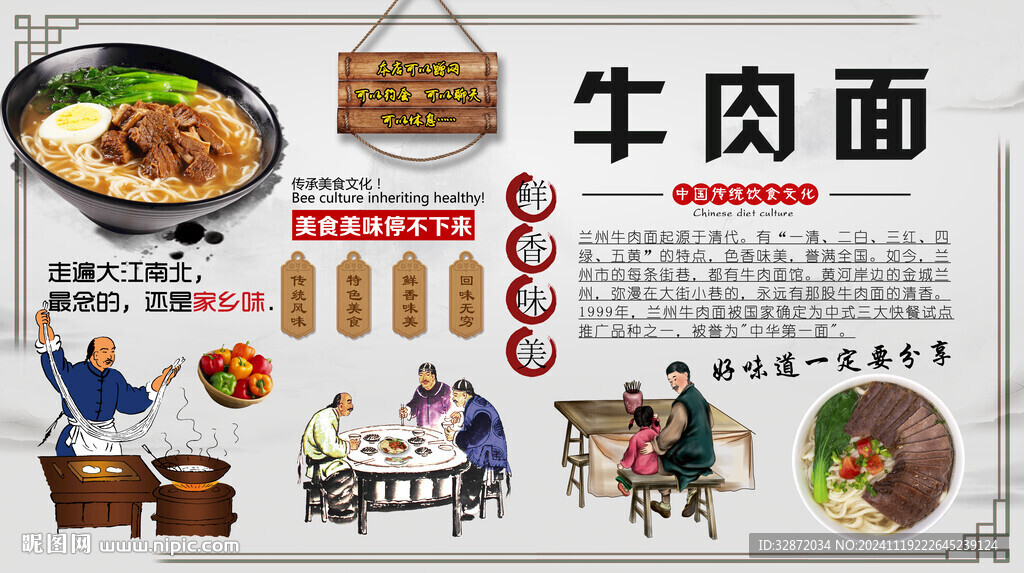 牛肉面背景墻
