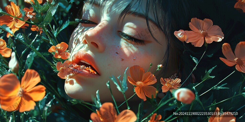 唯美少女與花系列