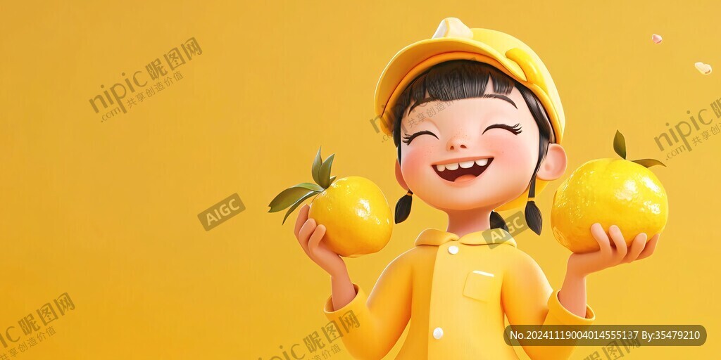 耙耙柑包裝人物插畫