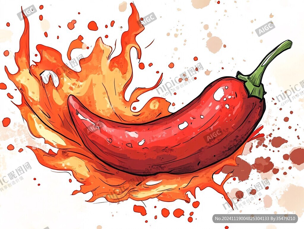 辣椒插畫場景圖
