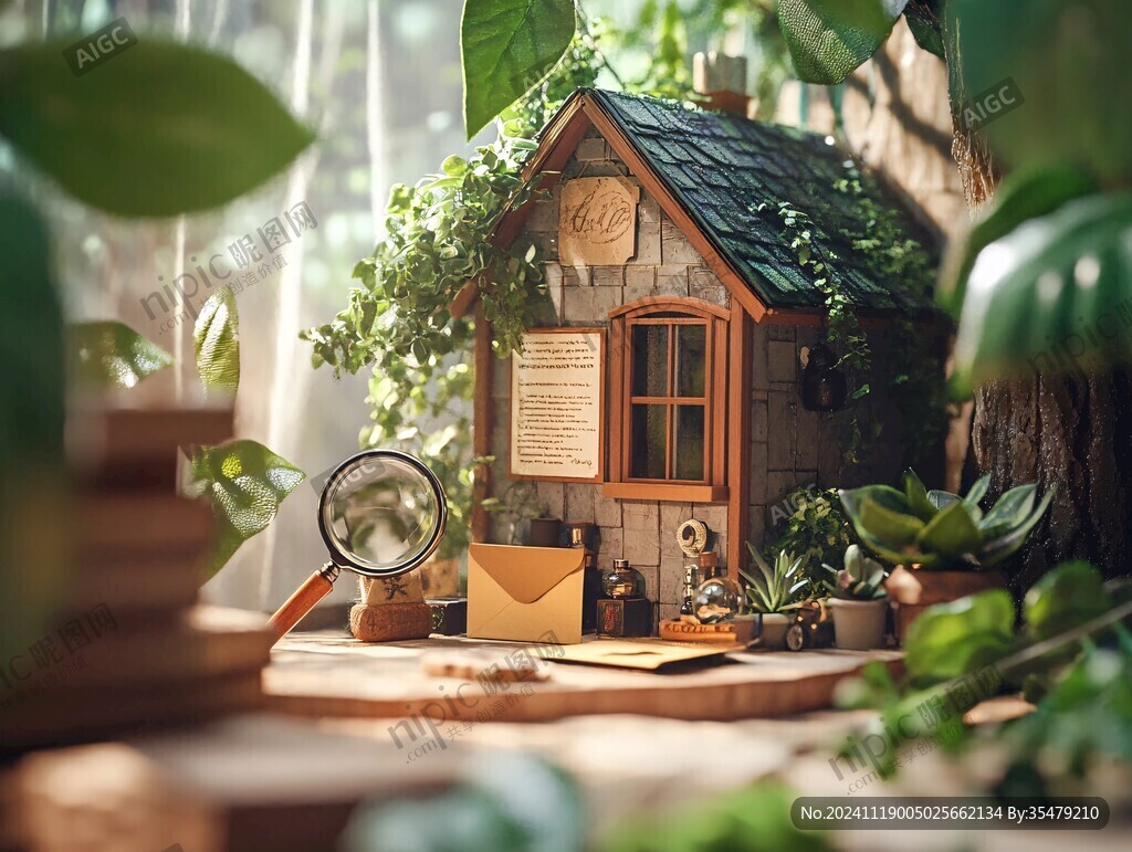 創意綠色微縮場景