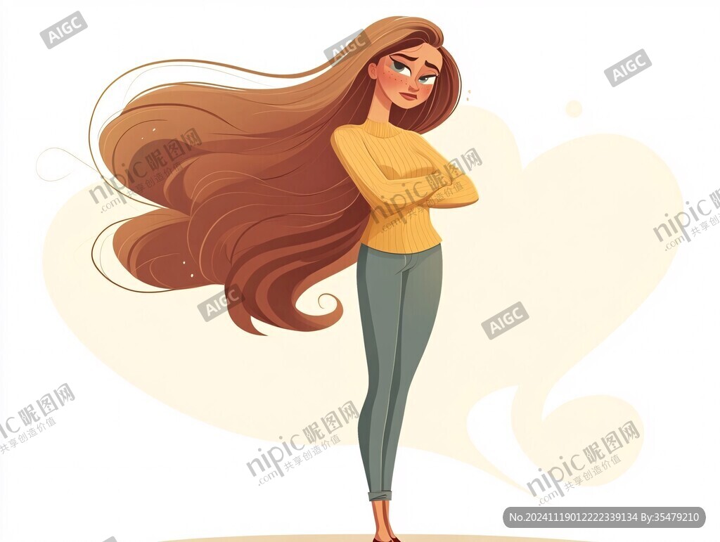 卡通長發美女