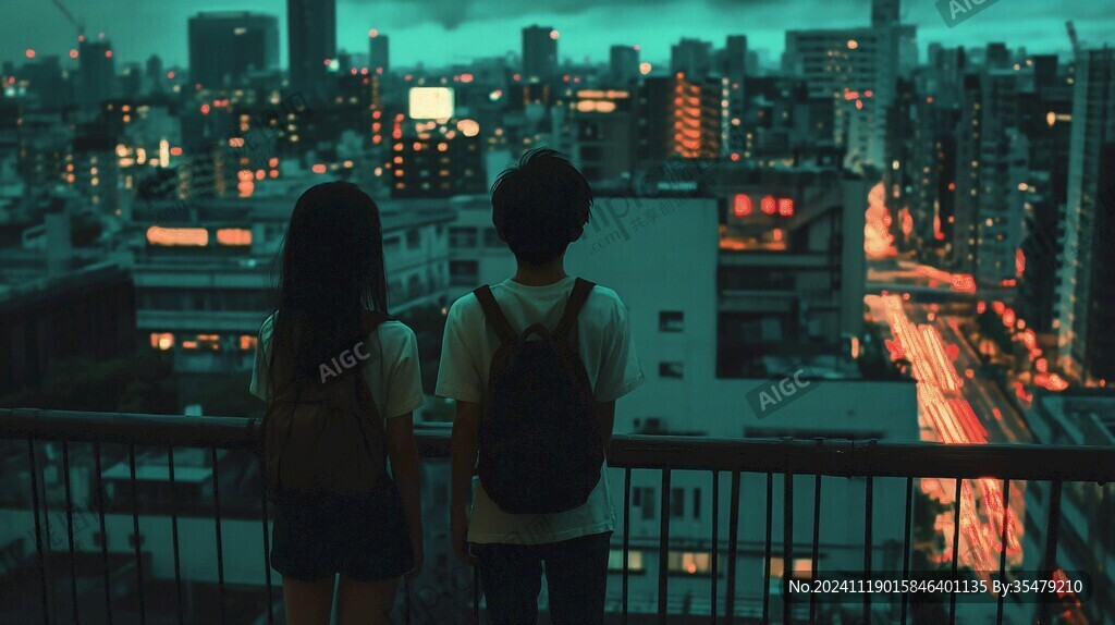 看夜景的一對夫婦