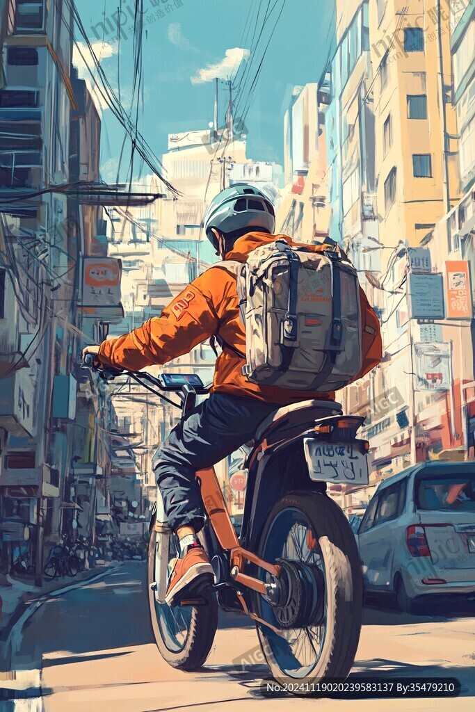 手繪外賣小哥