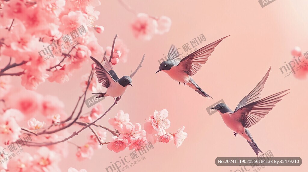 桃花喜鵲