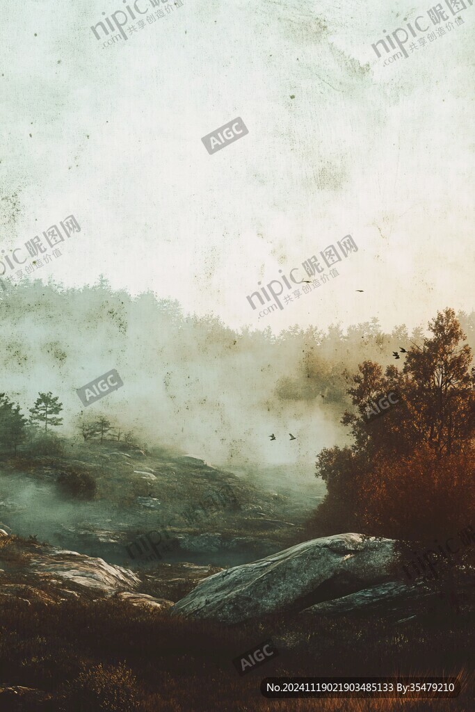 水彩效果暈開風(fēng)景