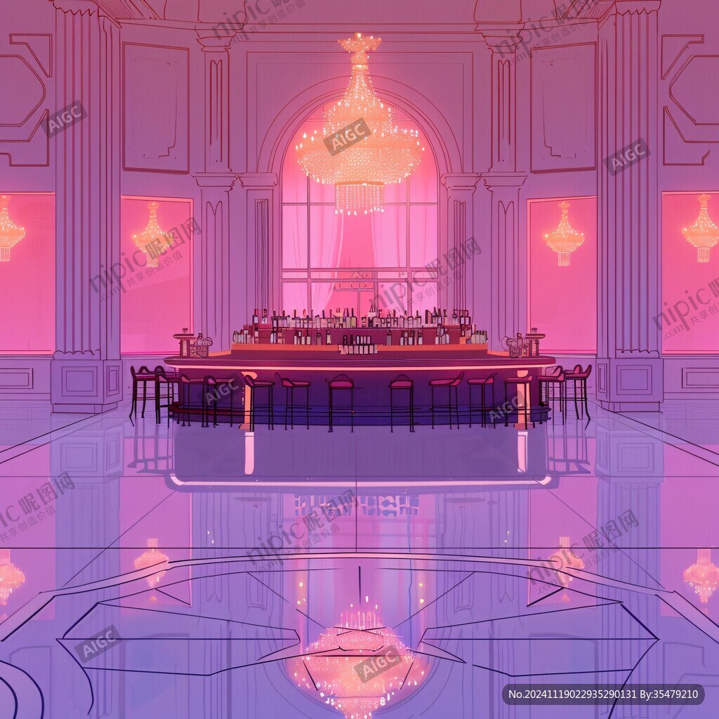 粉紅宮殿插畫幻想