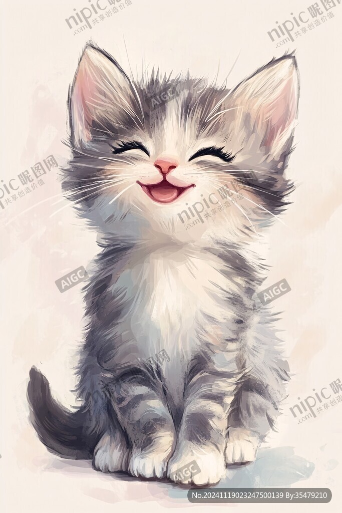 開心的貓插畫