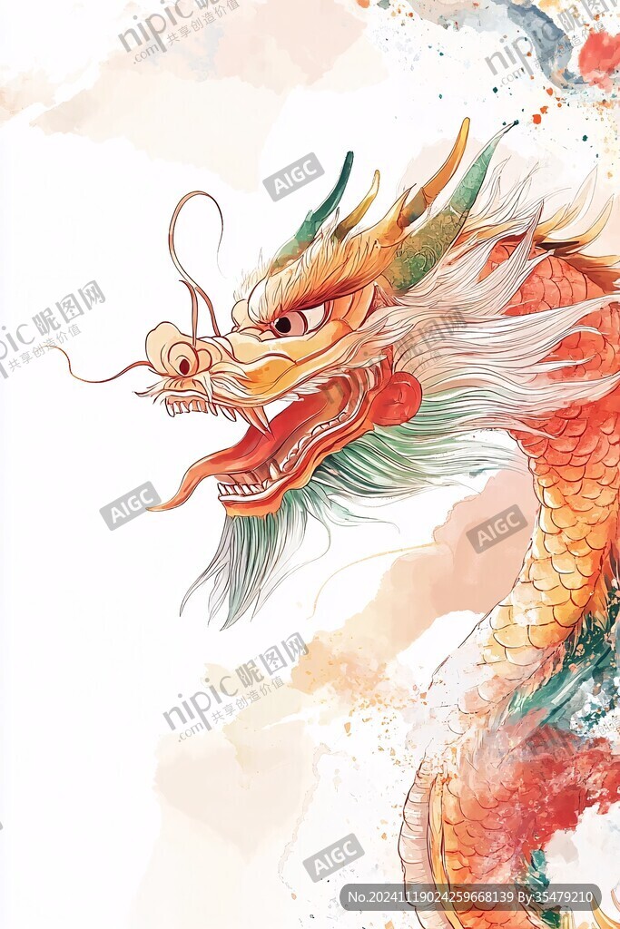 吊旗龍年插畫