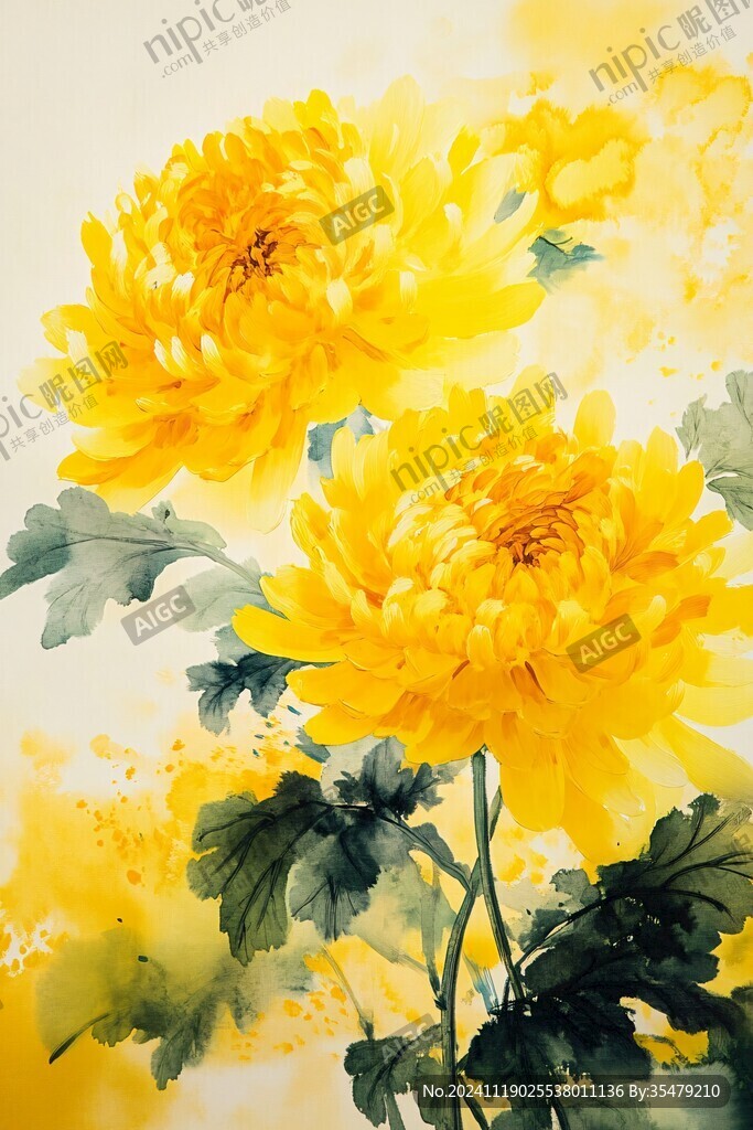 彩墨菊花