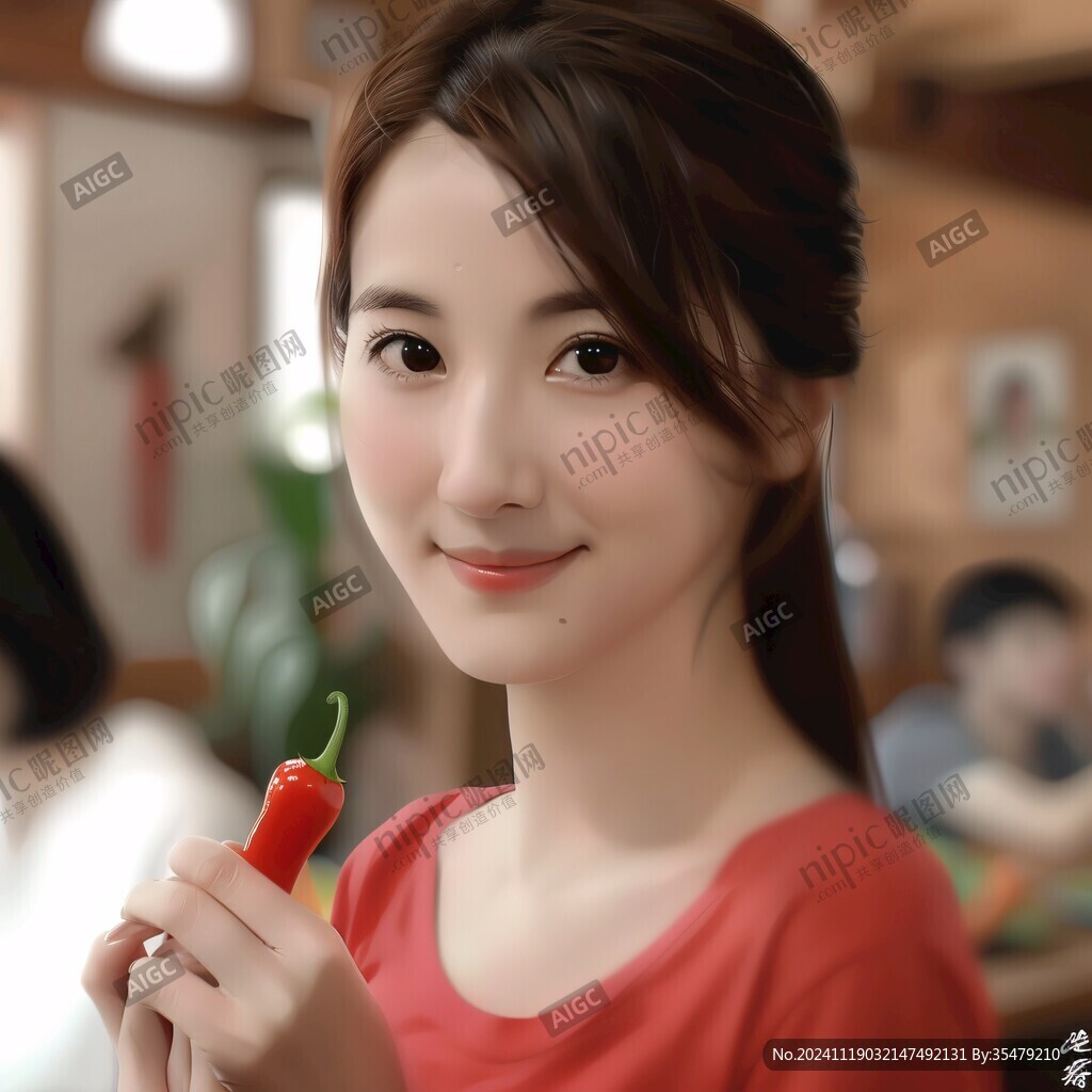 手繪枸杞美女
