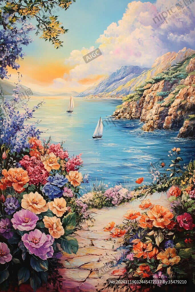 唯美大海風(fēng)景油畫