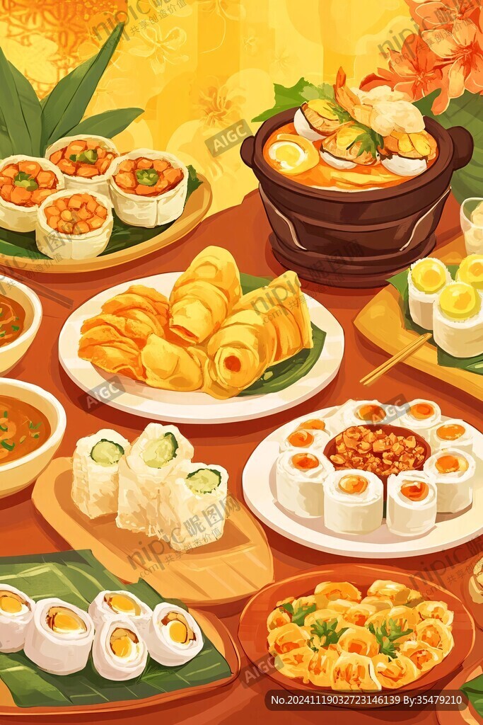 聚餐插畫