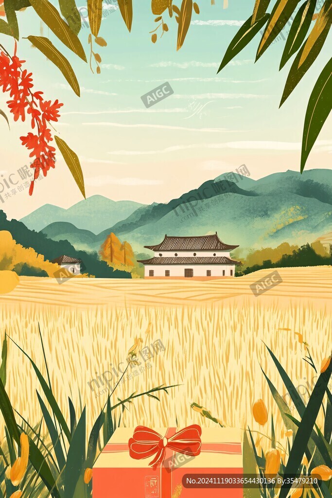 揚谷豐收插畫