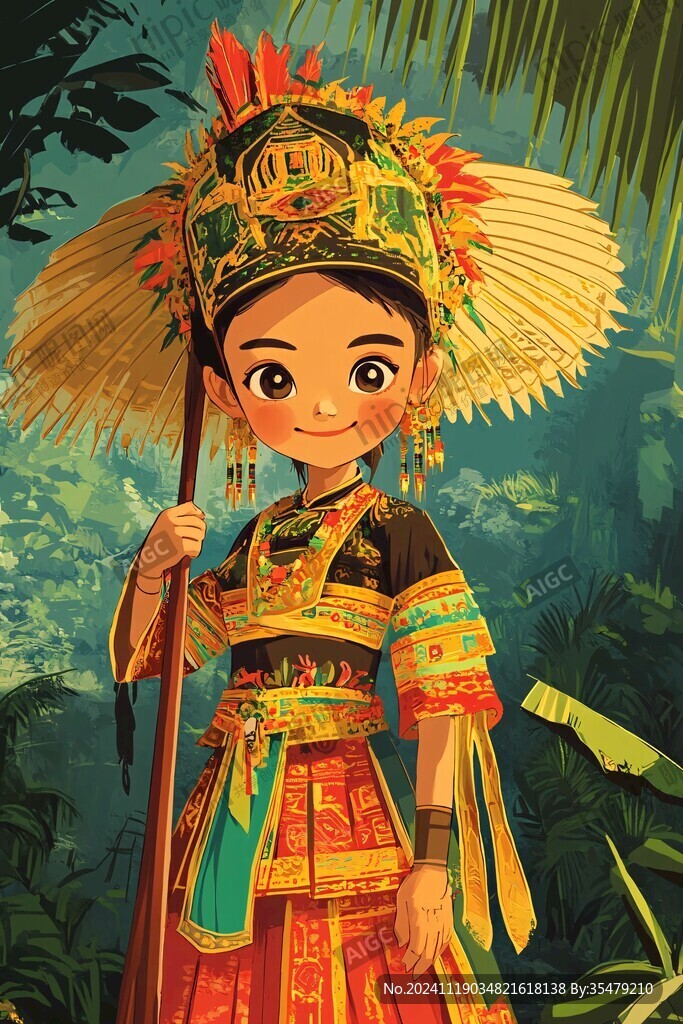 q版毛南族女孩