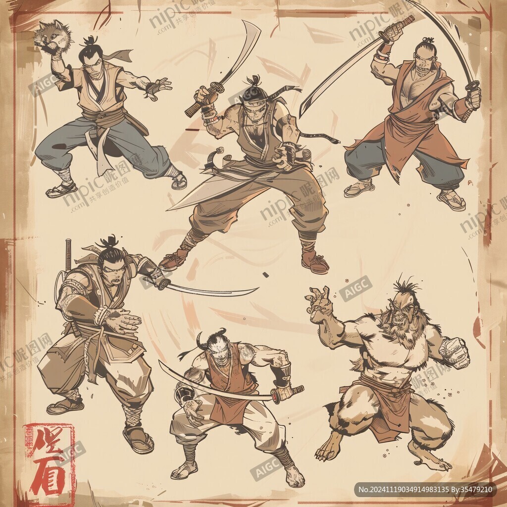 武術(shù)插畫人物插圖