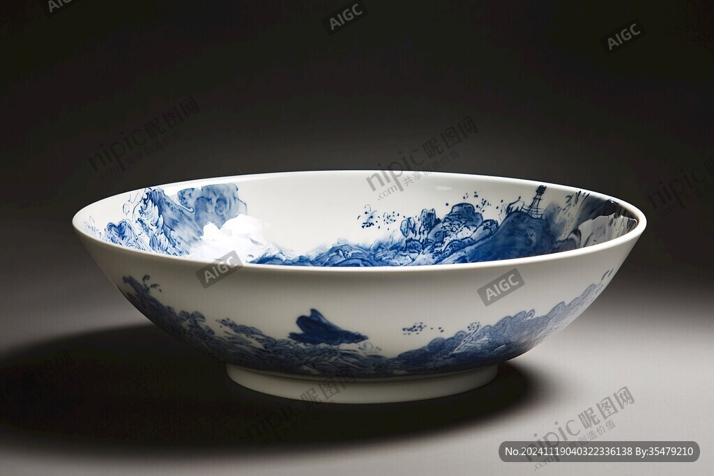 山水紋碗