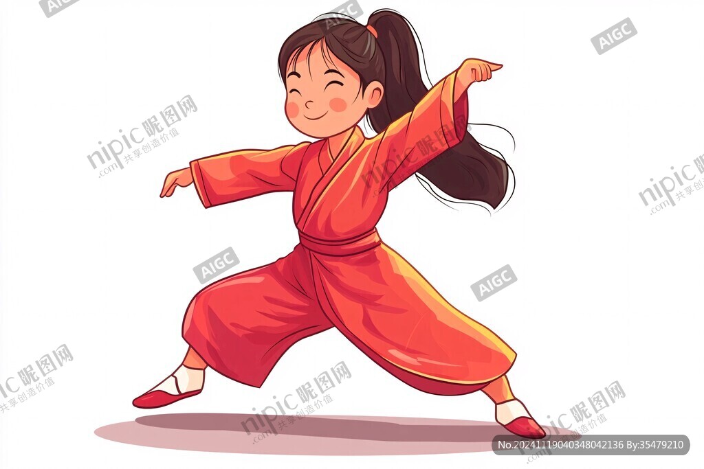 武術(shù)健身兒童插畫