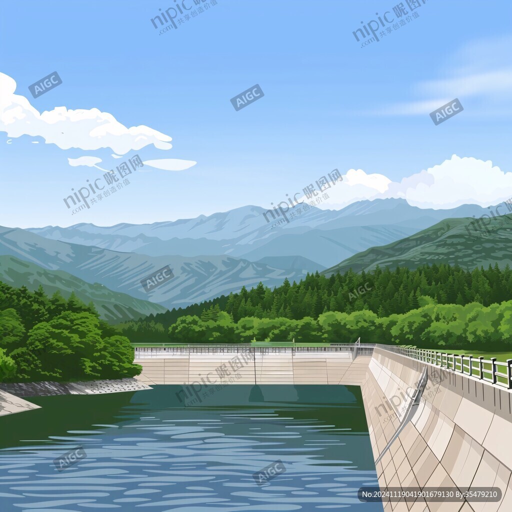 水電站插畫