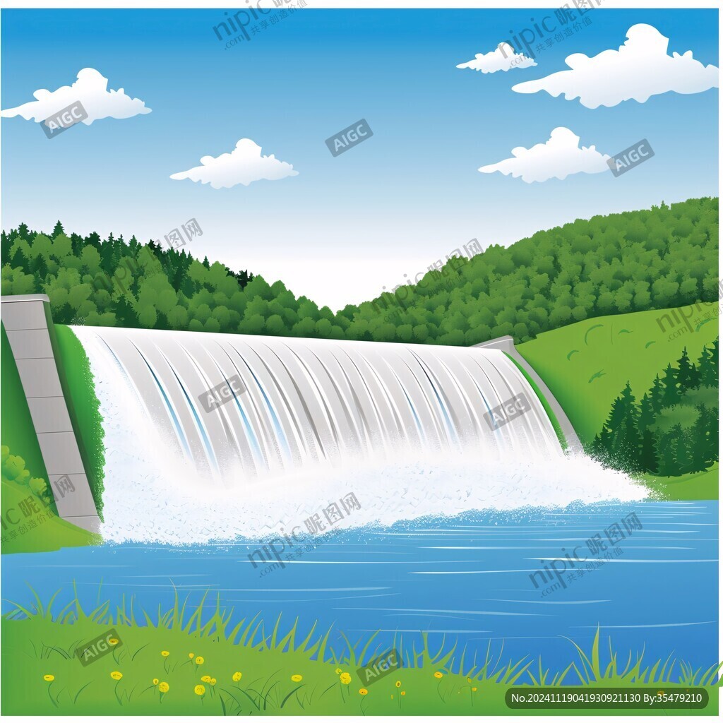 水電站插畫