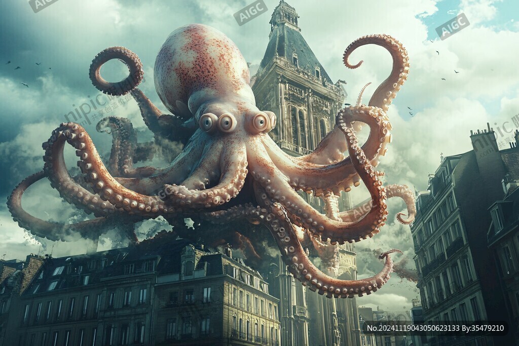 3d章魚地板畫