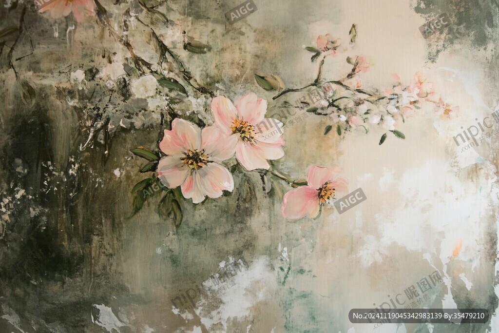 油畫桃花